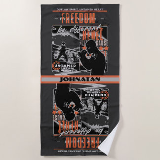 Boxing Motivation Rebel Fighter Gym Training ビーチタオル