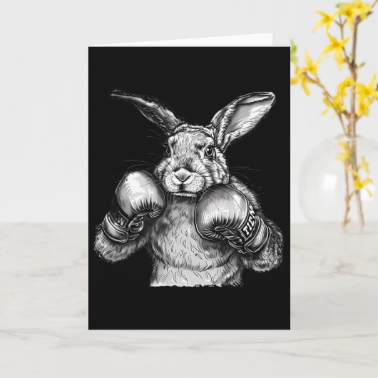 Boxing Rabbit Boxing Gloves Kickboxing Funny Boxer カード (黄色い花)