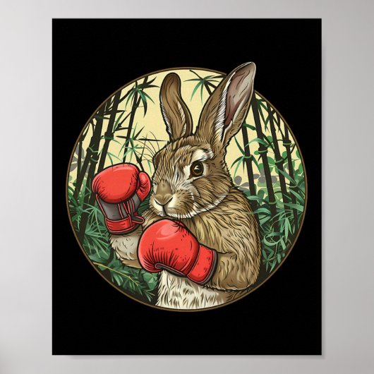 Boxing Rabbit Boxing Gloves Kickboxing Funny Boxer ポスター (正面)