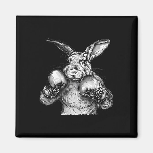 Boxing Rabbit Boxing Gloves Kickboxing Funny Boxer マグネット (正面)