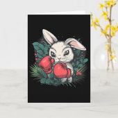 Boxing Rabbit With Boxing Gloves Kickboxing Funny  カード (黄色い花)
