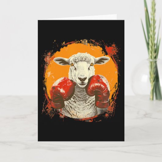 Boxing Sheep With Boxing Gloves Kickboxing Funny B カード (正面)