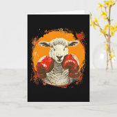 Boxing Sheep With Boxing Gloves Kickboxing Funny B カード (黄色い花)