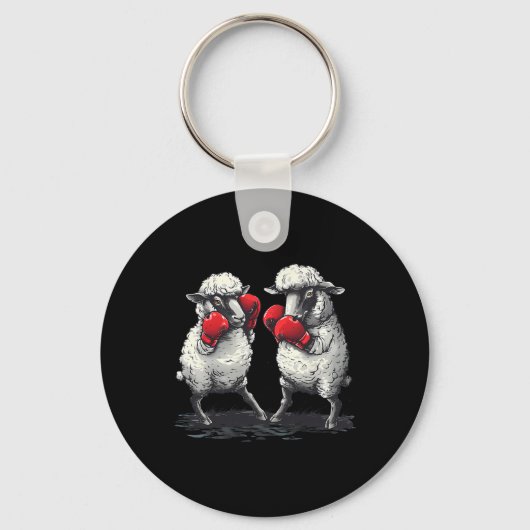 Boxing Sheep With Boxing Gloves Kickboxing Funny B キーホルダー (正面)