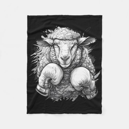 Boxing Sheep With Boxing Gloves Kickboxing Funny B フリースブランケット (正面)