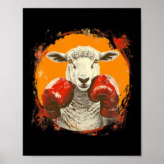 Boxing Sheep With Boxing Gloves Kickboxing Funny B ポスター (正面)