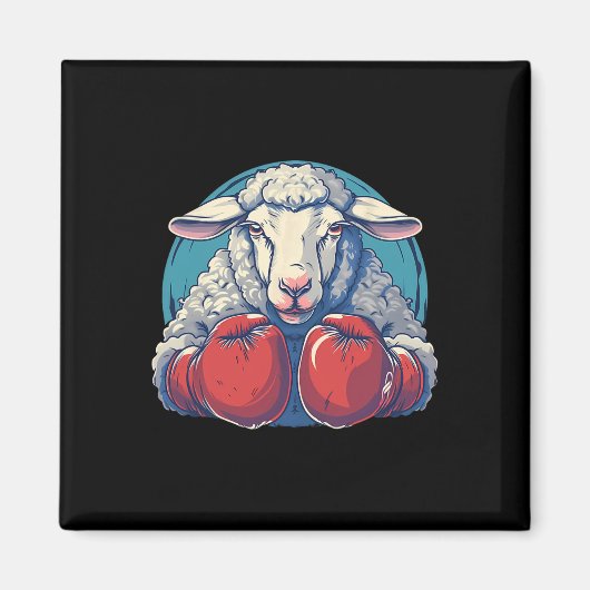 Boxing Sheep With Boxing Gloves Kickboxing Funny B マグネット (正面)