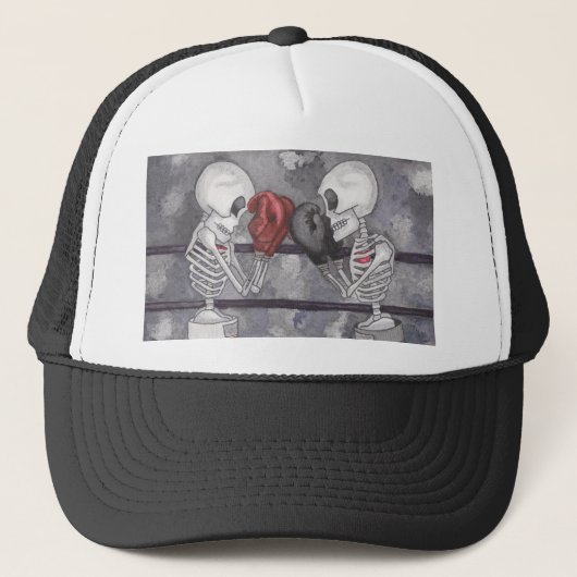 Boxing Skeleton Trucker Hat キャップ (正面)