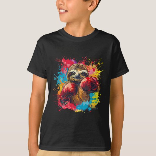 Boxing Sloth Lover Boxing Gloves Kickboxing Funny  Tシャツ (正面)