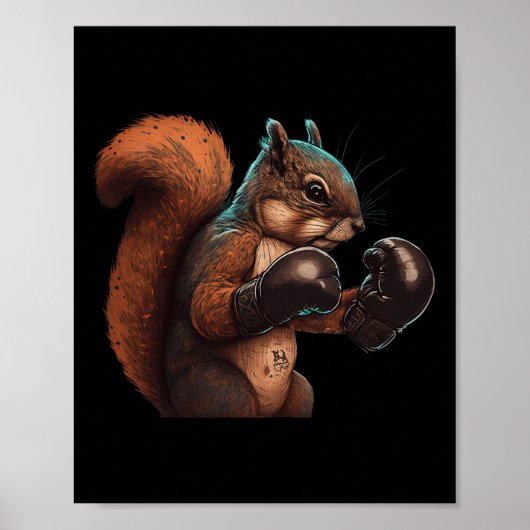 Boxing Squirrel Boxer Boxing Gloves Kickboxing Mma ポスター (正面)