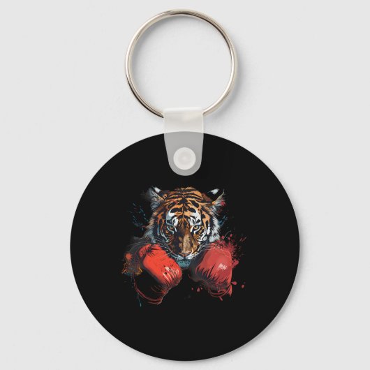 Boxing Tiger Lover Boxing Gloves Kickboxing Funny キーホルダー (正面)