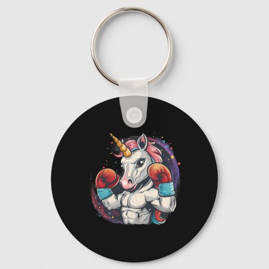 Boxing Unicorn With Boxing Gloves Kickboxing Funny キーホルダー (正面)