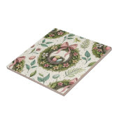 Boxwood Easter Wreath Pink Bow with Egg タイル (側面)