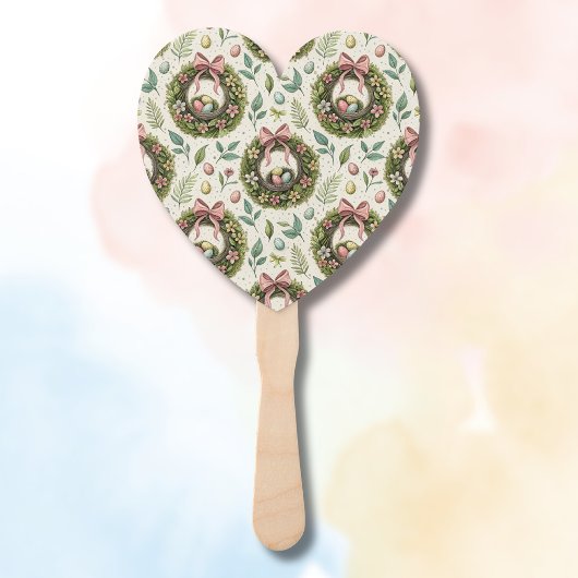 Boxwood Easter Wreath Pink Bow with Egg ハンドファン