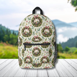 Boxwood Easter Wreath Pink Bow with Egg プリントバックパック