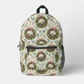 Boxwood Easter Wreath Pink Bow with Egg プリントバックパック (正面)