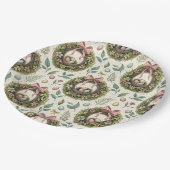 Boxwood Easter Wreath Pink Bow with Egg ペーパープレート (アングル)