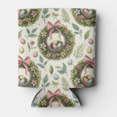 Boxwood Easter Wreath Pink Bow with Egg 缶クーラー (正面)