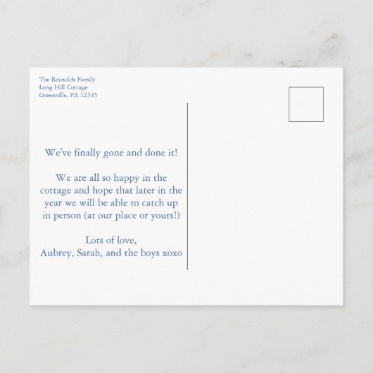 Boxwood Ginger Jarクラシックアドレスの変更 案内ポストカード (裏面)