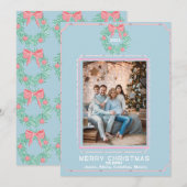 Boxwood Wreath  with Pink Bows シーズンカード (正面/裏面)