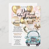 BOYのためのベビーシャワーでドライブ | Safariの友だち 招待状 (正面/裏面)