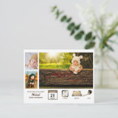 BOYベビー統計フォトコラージュモダン素朴 ポストカード (スタンド正面)