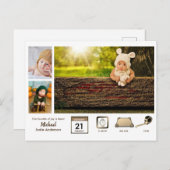 BOYベビー統計フォトコラージュモダン素朴 ポストカード (正面/裏面)