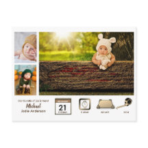 BOYベビー統計フォトコラージュモダン素朴