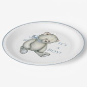 BOYヴィンテージブルー素朴テディベア ペーパープレート (アングル)