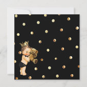Boy黒い金ゴールドのフェイクなグリッターの王子のベビーシャワー 招待状 (裏面)
