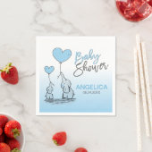 BOY パーソナライズされた Blue Elephant Mom & Baby Shower スタンダードカクテルナプキン (インサイチュ)