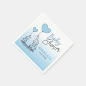 BOY パーソナライズされた Blue Elephant Mom & Baby Shower スタンダードカクテルナプキン (角)