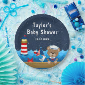 Boy 航海の Bear RedとNavy Baby Shower ペーパープレート (パーティー)