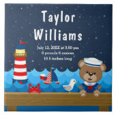 Boy 航海の Bear Red Navy誕生統計 タイル (正面)