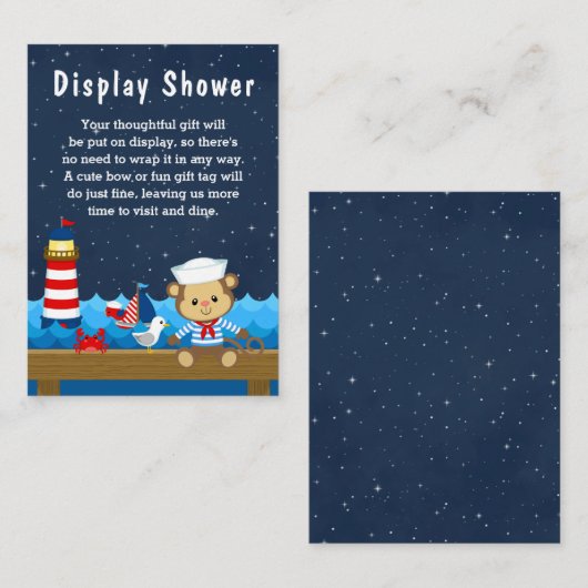 Boy 航海の Monkey Red and Navy Display Shower エンクロージャーカード (正面/裏面)