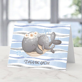 Boy 航海の Whale Baby Showerサンキューカード サンキューカード