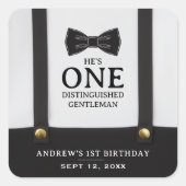 Boy 1st Birthday One Distinguished Gentleman スクエアシール (正面)