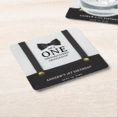 Boy 1st Birthday One Distinguished Gentleman スクエアペーパーコースター (アングル)