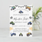 Boy 1st Birthday Party Monster Car  招待状 (スタンド正面)