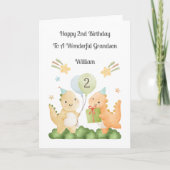 Boy 2nd Birthday Balloon Dinosaurs Card カード (正面)