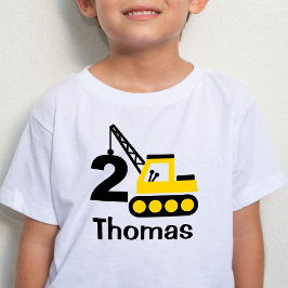 Boy 2nd Birthday Construction Crane T-Shirt ベビーTシャツ