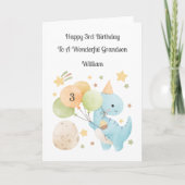 Boy 3rd Birthday Balloon Dinosaurs Card カード (正面)