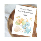 Boy 3rd Birthday Balloon Dinosaurs Card カード