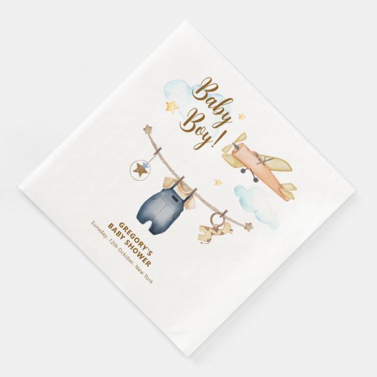 Boy Adventure Clothesline Airplane Sky Baby Shower (コーナー)