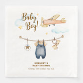 Boy Adventure Clothesline Airplane Sky Baby Shower (正面)