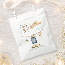 Boy Adventure Clothesline Airplane Sky Baby Shower フェイバーバッグ