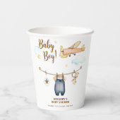 Boy Adventure Clothesline Airplane Sky Baby Shower 紙コップ (裏面)