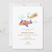 Boy Adventure Travel Aviator Airplane Baby Shower 招待状 (正面)