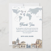 Boy Adventure World Map Airplane Baby Shower サンキューカード (正面)
