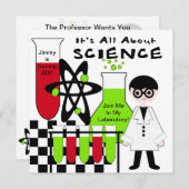 Boy All About Science Birthday Party招待 招待状 (正面/裏面)